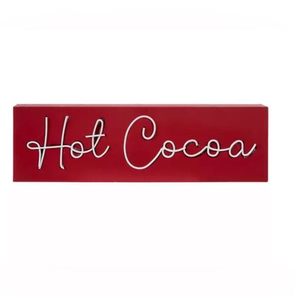 Light Up Hot Cocoa Wood Decor Red 'Hot Cocoa' LED Sign - Picture 2 of 4